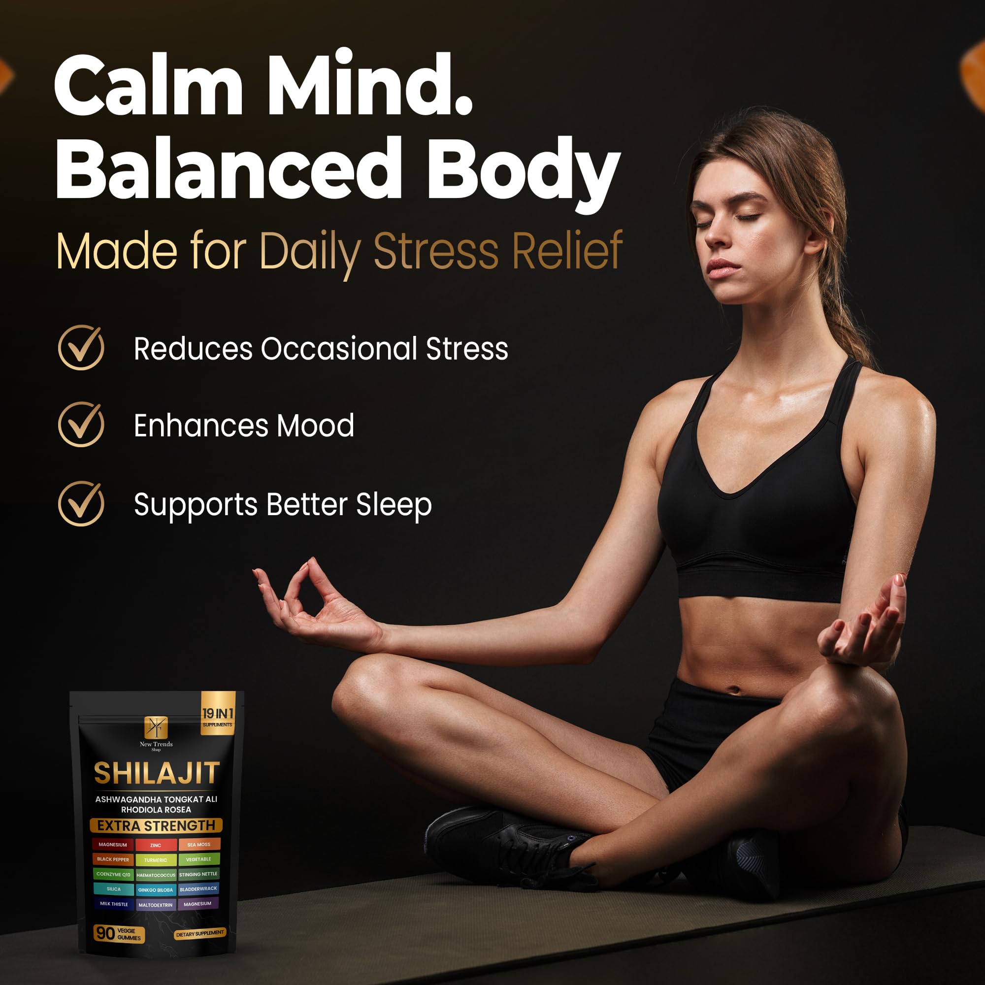 New Trends Shop Shilajit Gummies 19-in-1 tongkat-ali visual suggests vitality