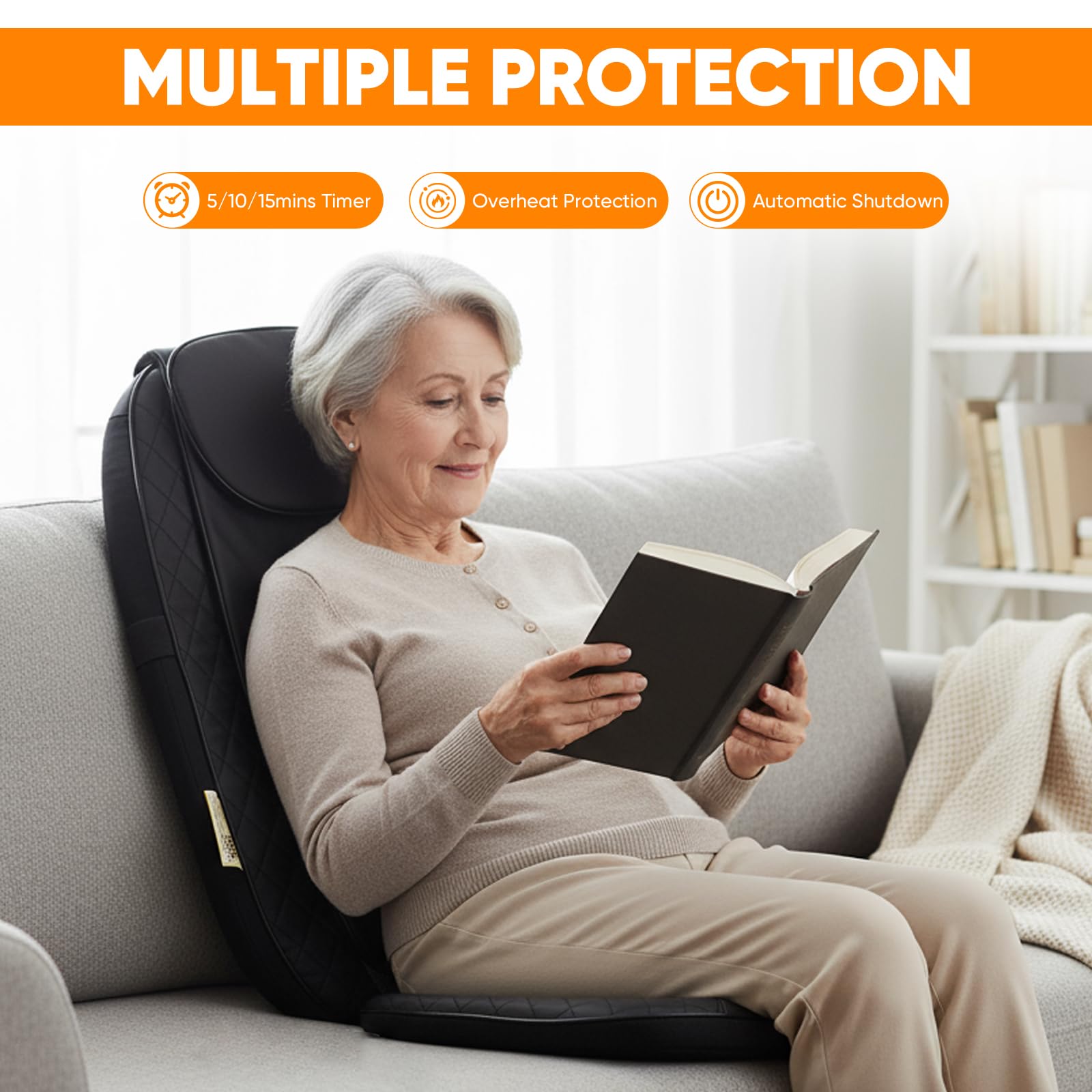 NEWBULIG massager straps to your chair for quick relaxation anywhere.