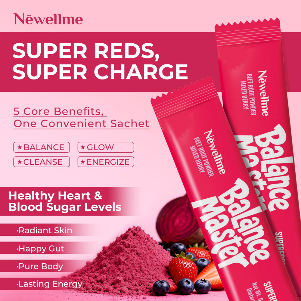 NEWELLME Balance Master sticks collection ready for smoothies and snacks.