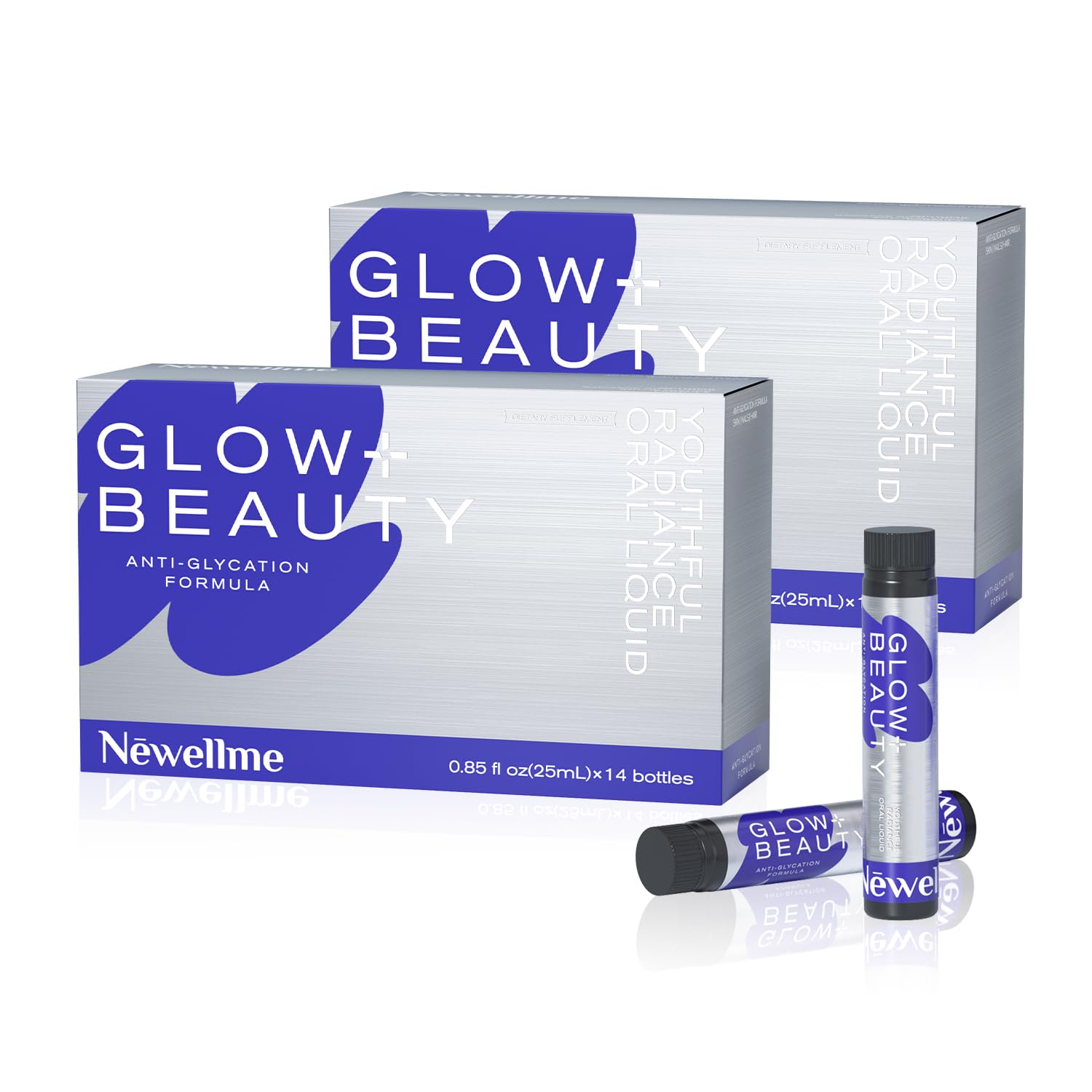 NEWELLME liquid collagen shot bottle delivers a daily beauty boost for hair, skin, and nails.