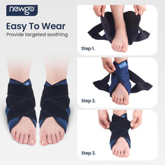 NEWGO ankle wrap in cold therapy mode with pliable gel.