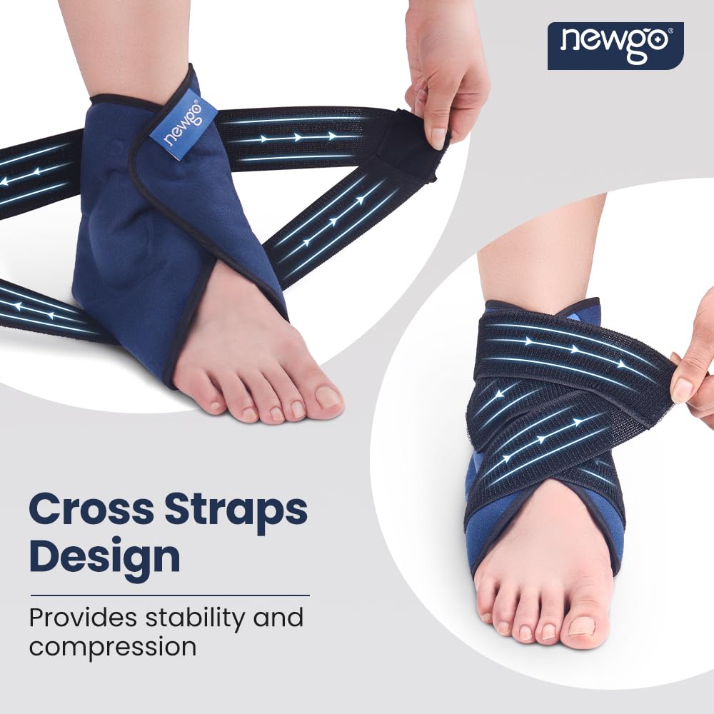 NEWGO ankle wrap in heat therapy mode for quick soothing warmth.