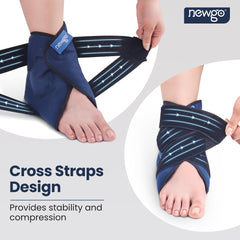 NEWGO ankle wrap in heat therapy mode for quick soothing warmth.