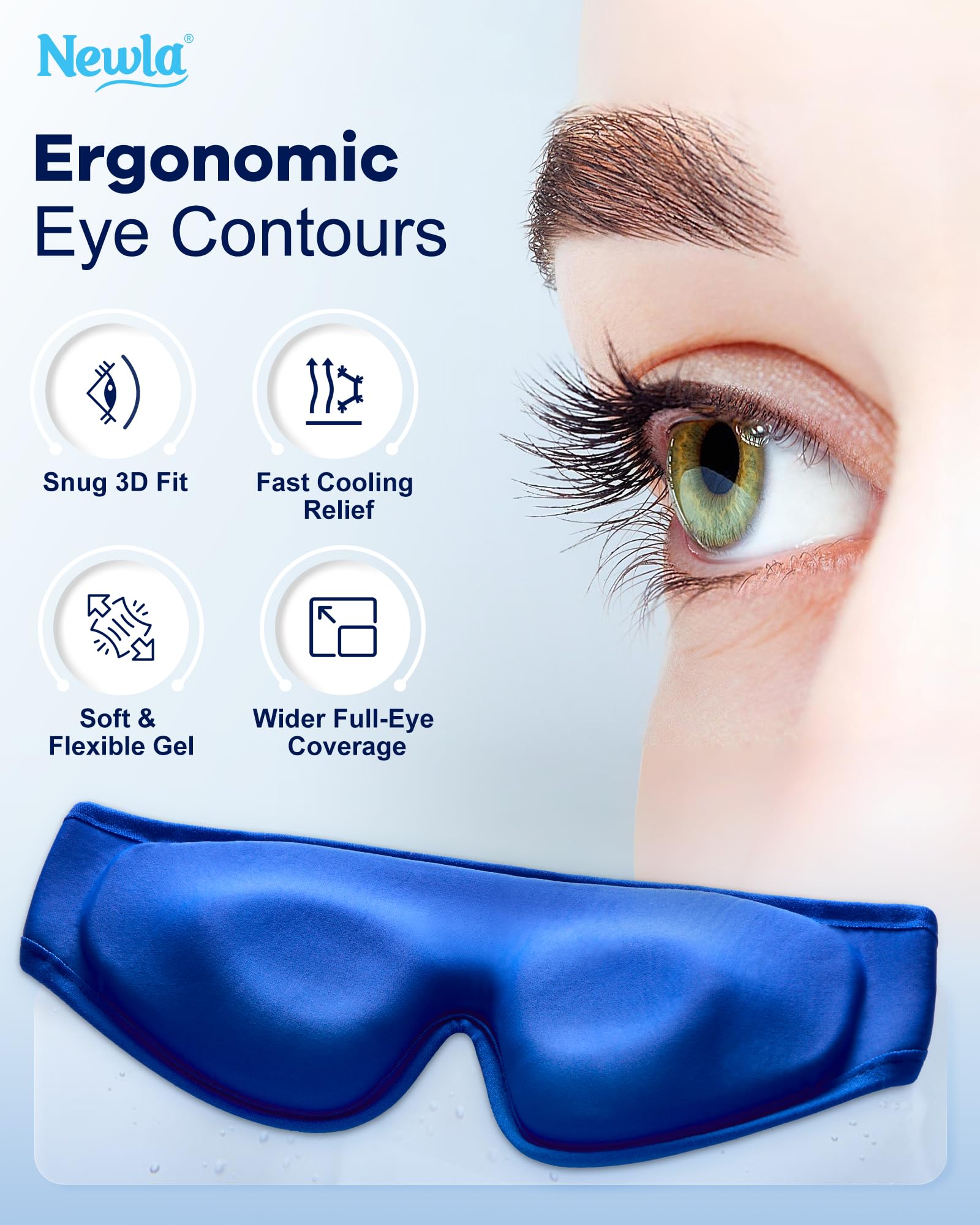 NEWLA cold-therapy eye mask provides swelling relief around the eye area.