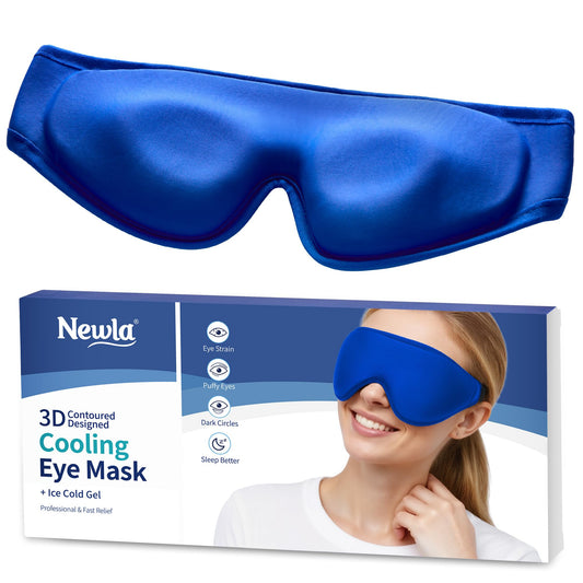 NEWLA cooling gel eye mask with full-eye coverage for puffy eyes and eye strain relief.
