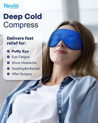 NEWLA fridge-ready cooling eye mask delivers rapid relief after long screen time.