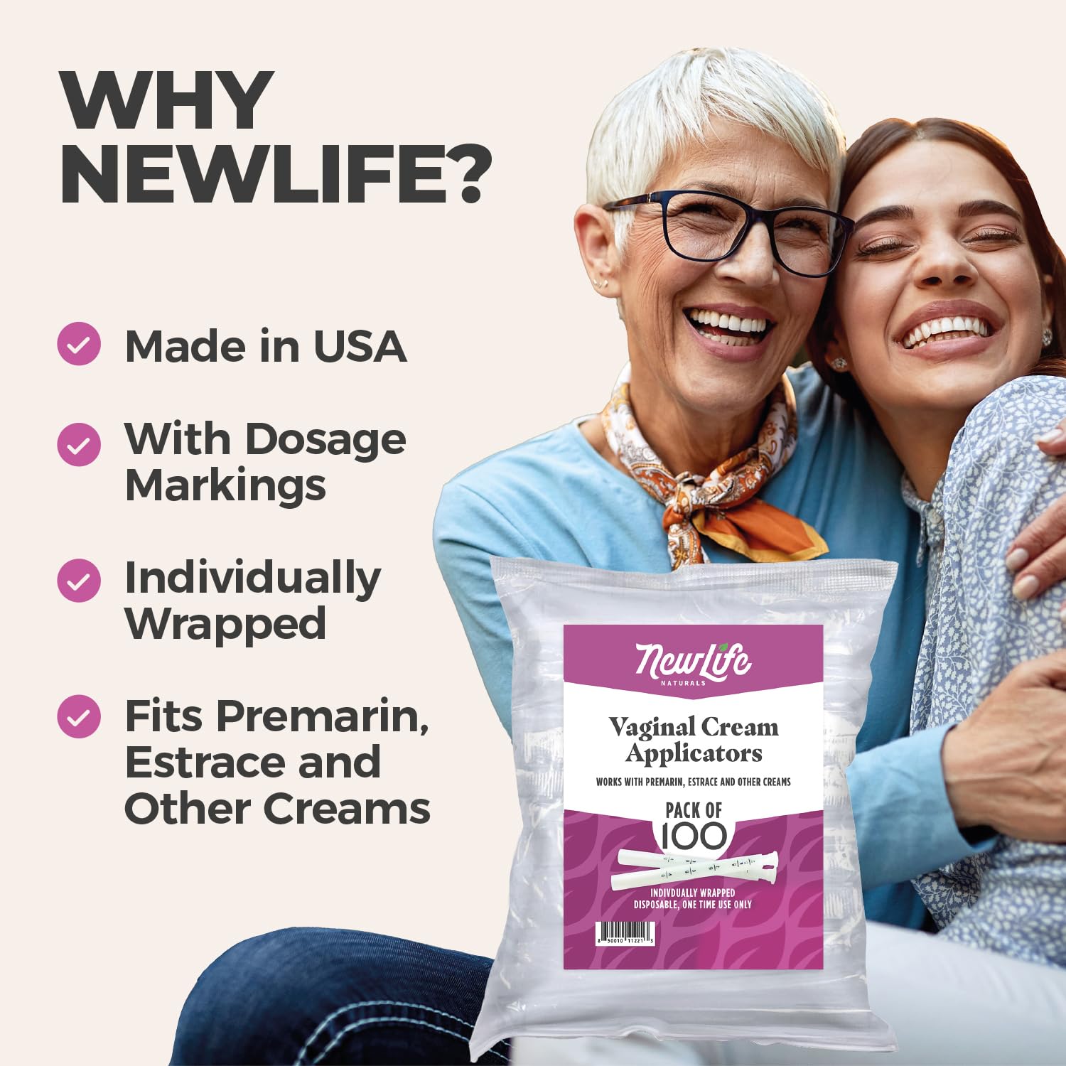 NewLife Naturals comfort-tip applicator enables gentle insertion for sensitive personal care products.