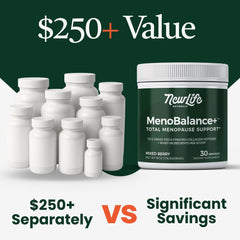 NewLife Naturals MenoBalance+ powder swirl conveys texture for daily use