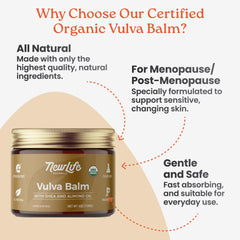 NewLife Naturals Vulva Balm Butter application on skin for soothing daily moisture and comfort.
