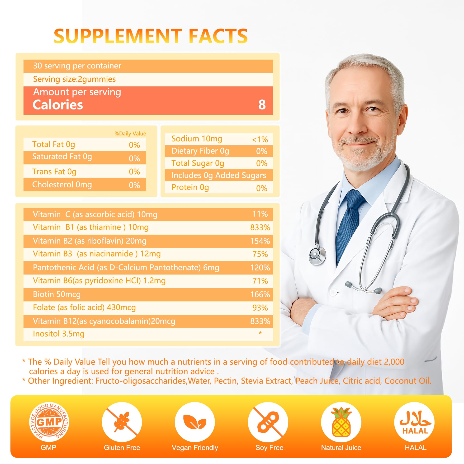 NEWOLITE B Complex gummies pineapple flavor, a delicious vegan non-GMO option.