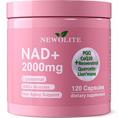Newolite NAD+ bottle front signals daily vitality support.
