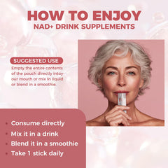 NEWOLITE NADPlus daily-use routine illustrating simple stick-pack consumption.
