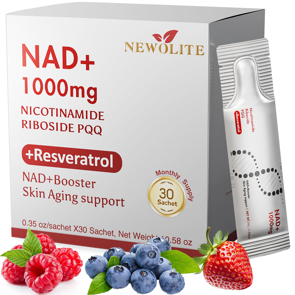NEWOLITE NADPlus liquid berry-stick for easy daily energy support.