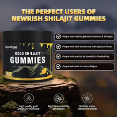 Newrish Shilajit Gummies fulvic acid visual highlighting mineral support