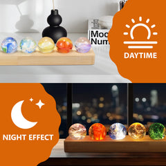 NewRiu LED wooden stand glows softly in a calming space.