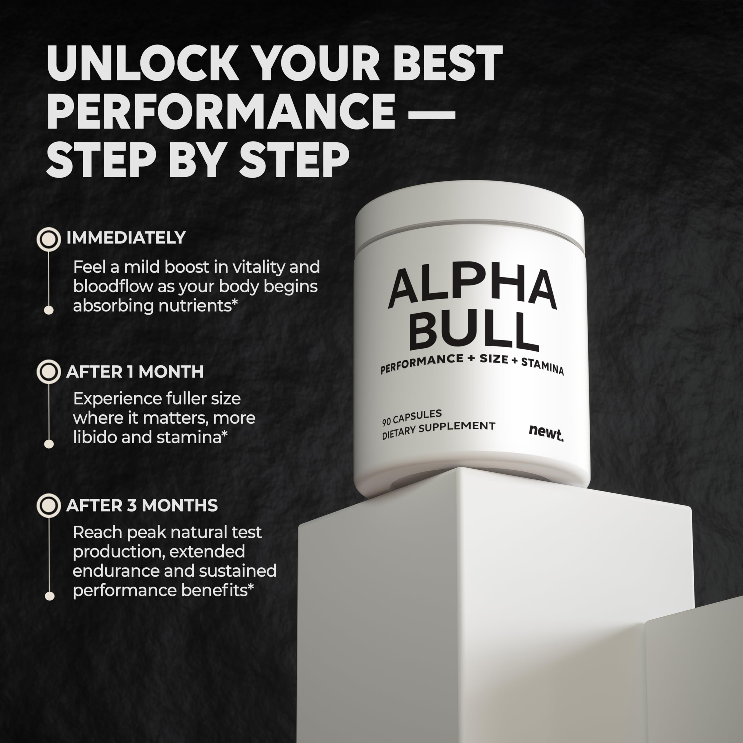 Newt Alpha Bull bottle back view with usage guidance
