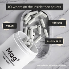 Newt Mag3 bottle label detail references GMP and NSF quality assurances.