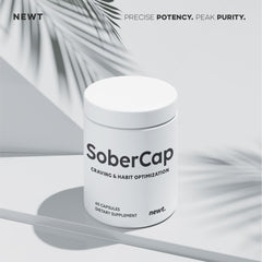Newt SoberCap label close-up highlights USA-made quality and ingredient transparency.