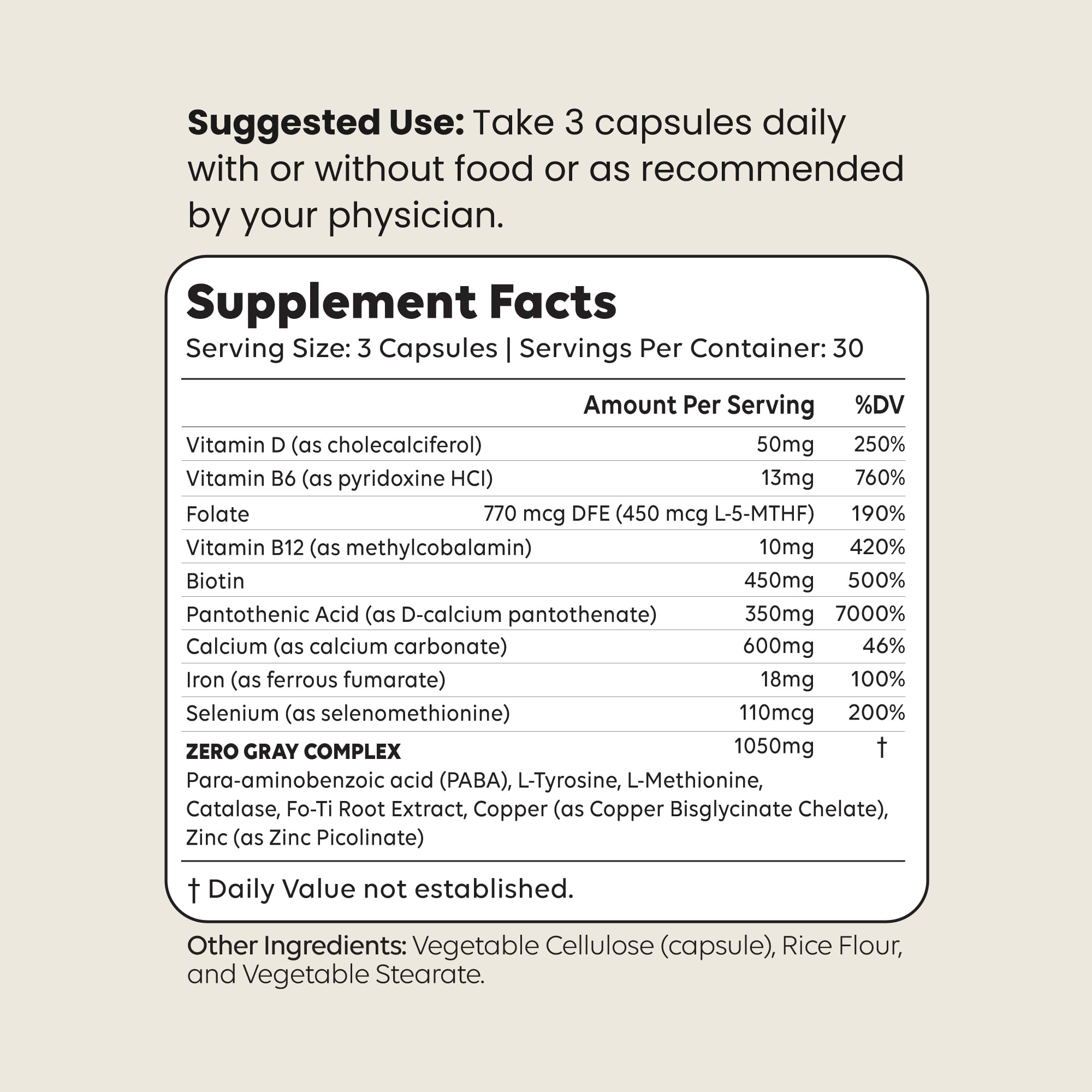 ZERO GRAY bottle pouring capsules for convenient daily use.