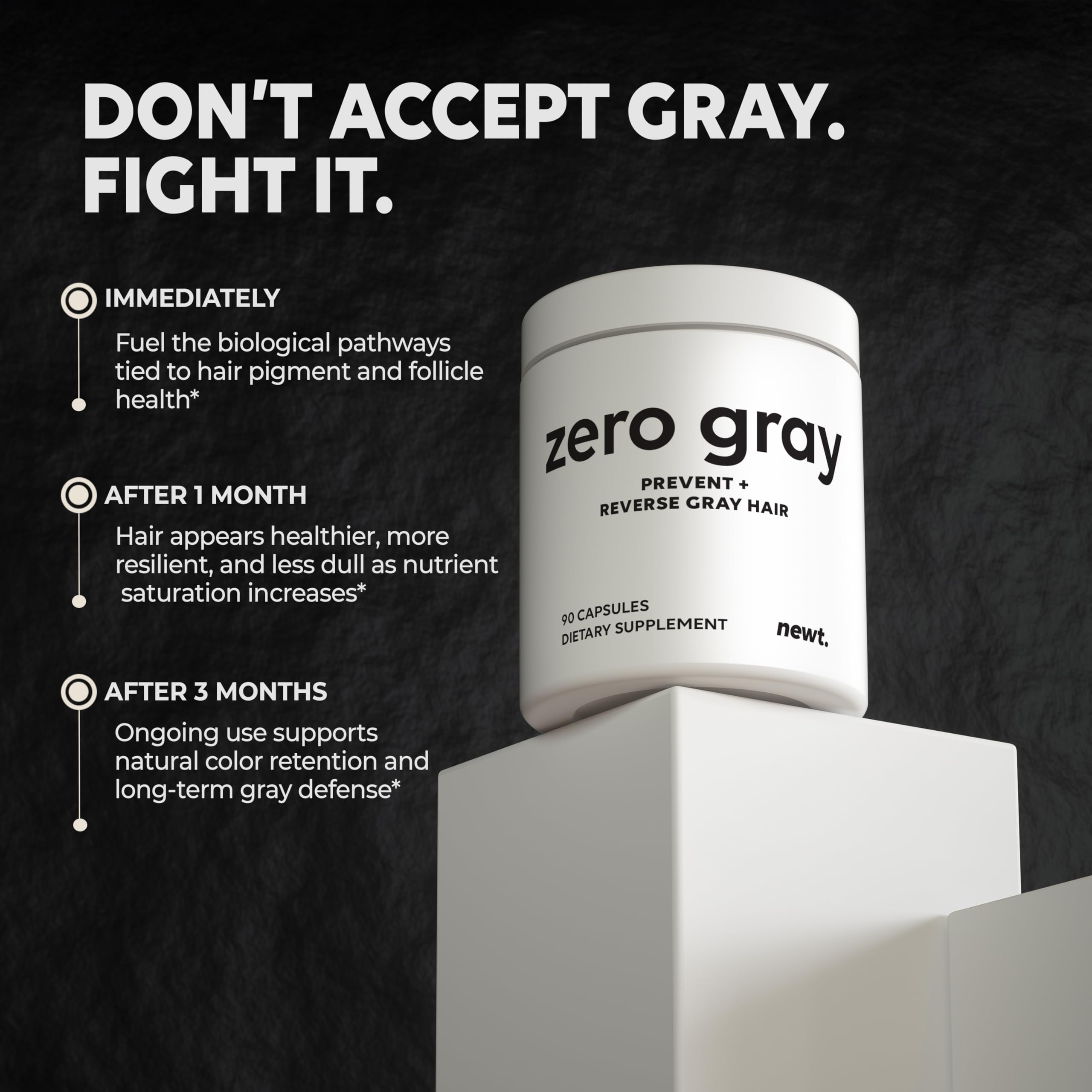 Newt ZERO GRAY capsules packaging showing biotin and vitamin blend.
