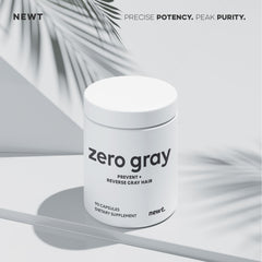 Ingredient icons for ZERO GRAY illustrate a vegetarian-friendly formula.