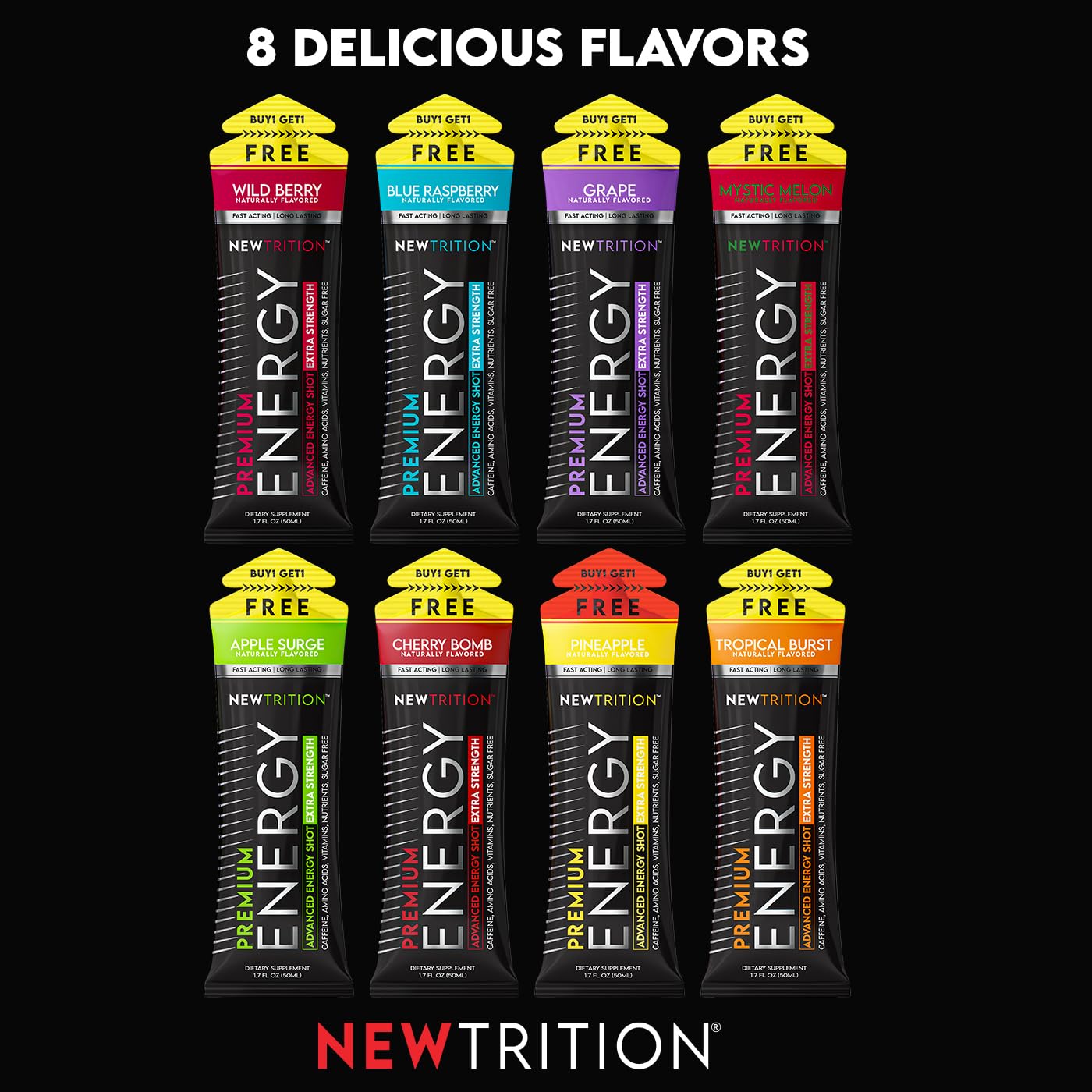 NewTrition energy shot bottle in a study environment for focus