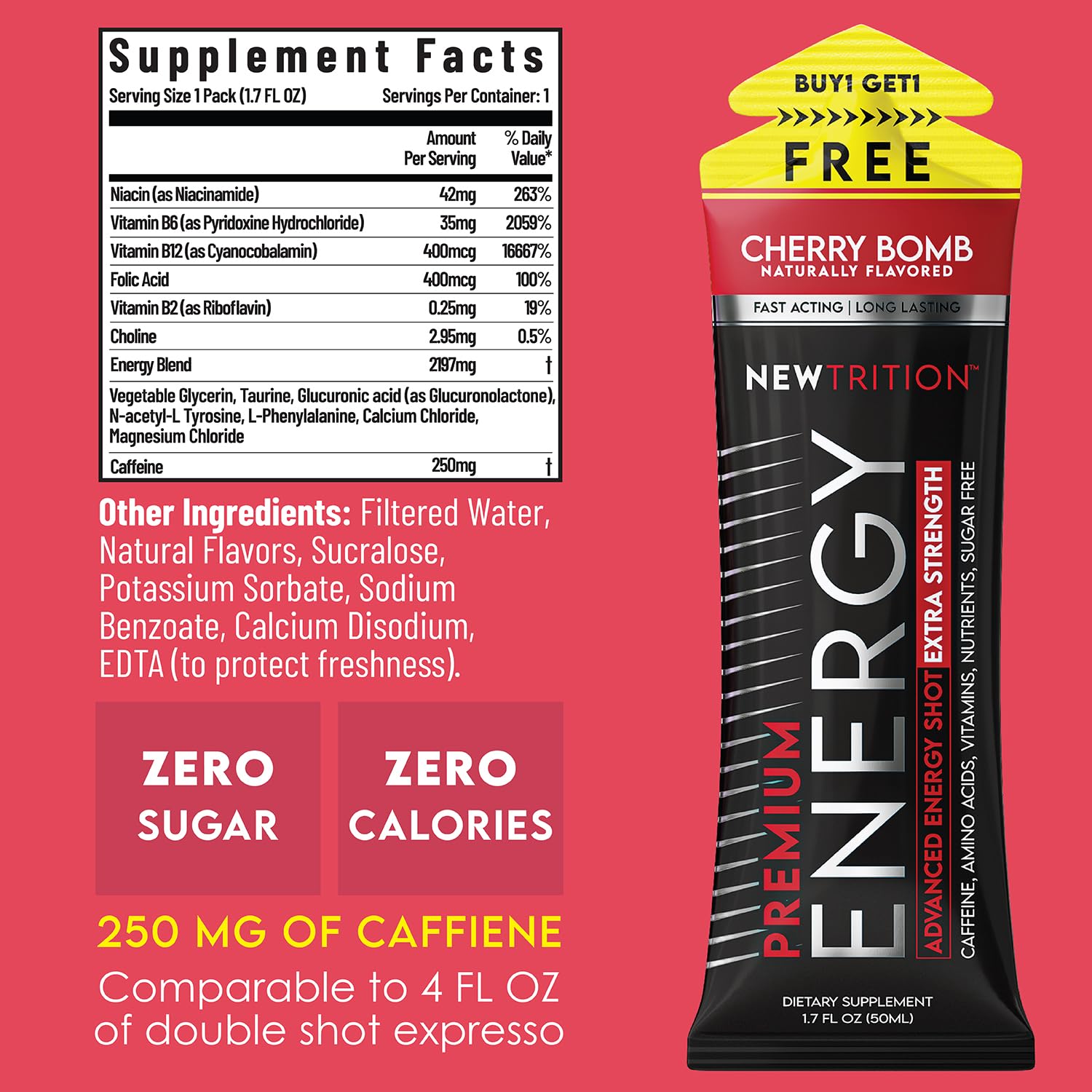 NewTrition Blue Raspberry energy shot carton energizes study sessions