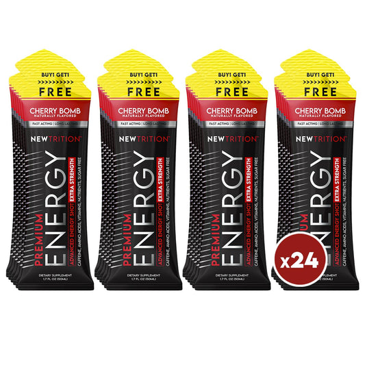 NewTrition Extra Strength Energy Shot Cherry Bomb bottle for a fast focus boost