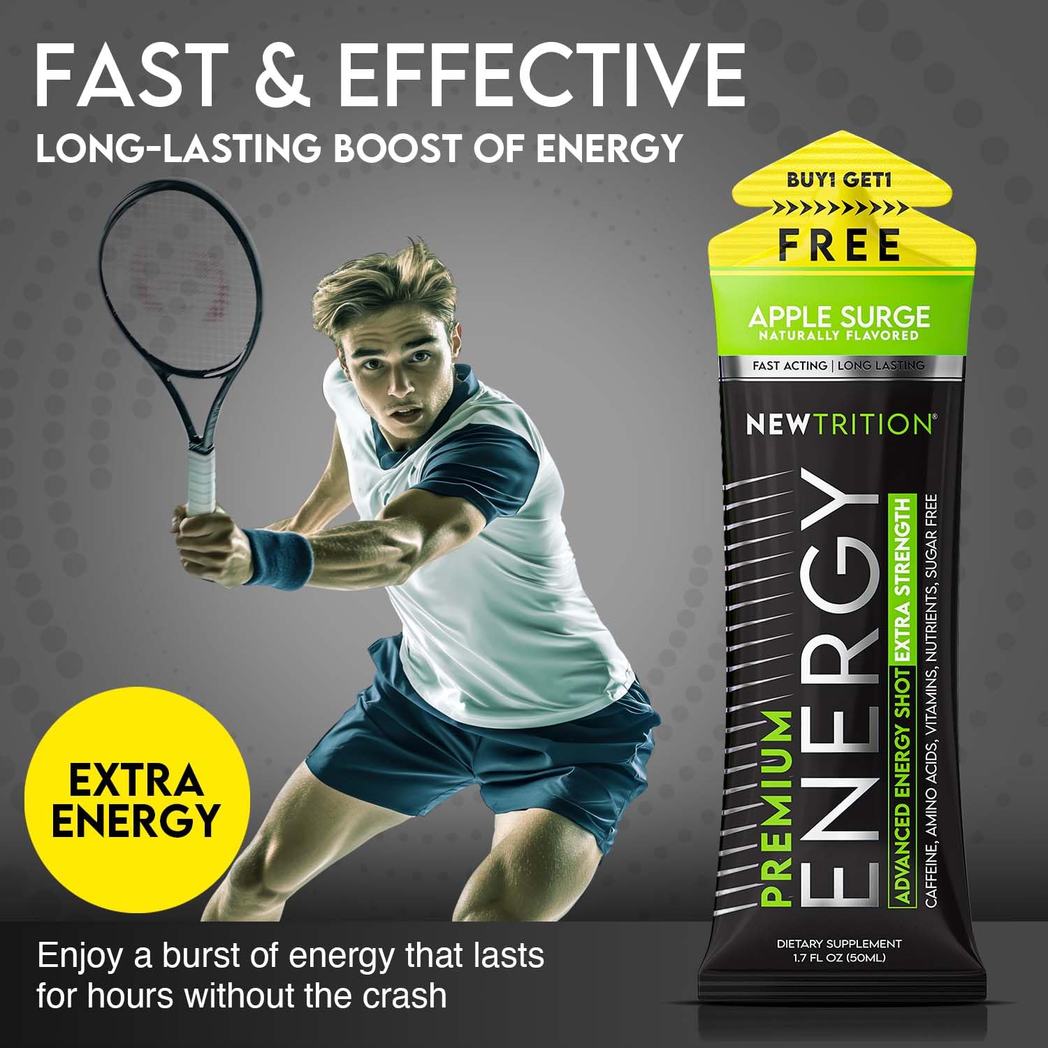 NewTrition Mystic Melon bottle offers steady energy for workouts and study.
