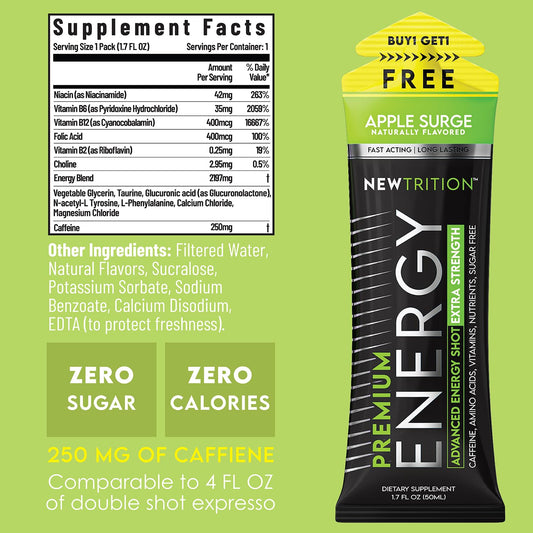 NewTrition energy shot wild berry bottle delivers long-lasting energy and crisp flavor.