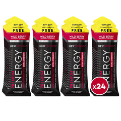 NewTrition Extra Strength Energy Shot Wild Berry front label highlights caffeine and vitamins