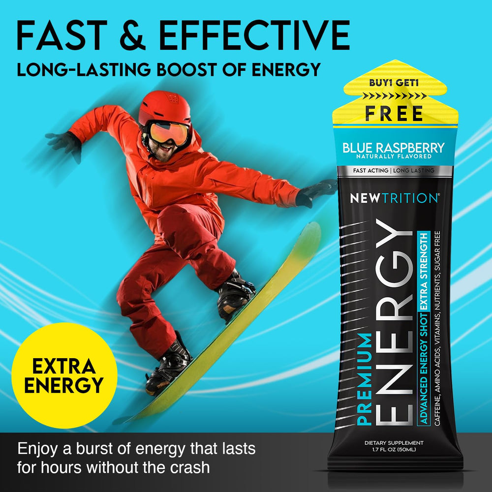 NewTrition Extra Strength Energy Shot mystic-melon bottle boosts alertness during workouts