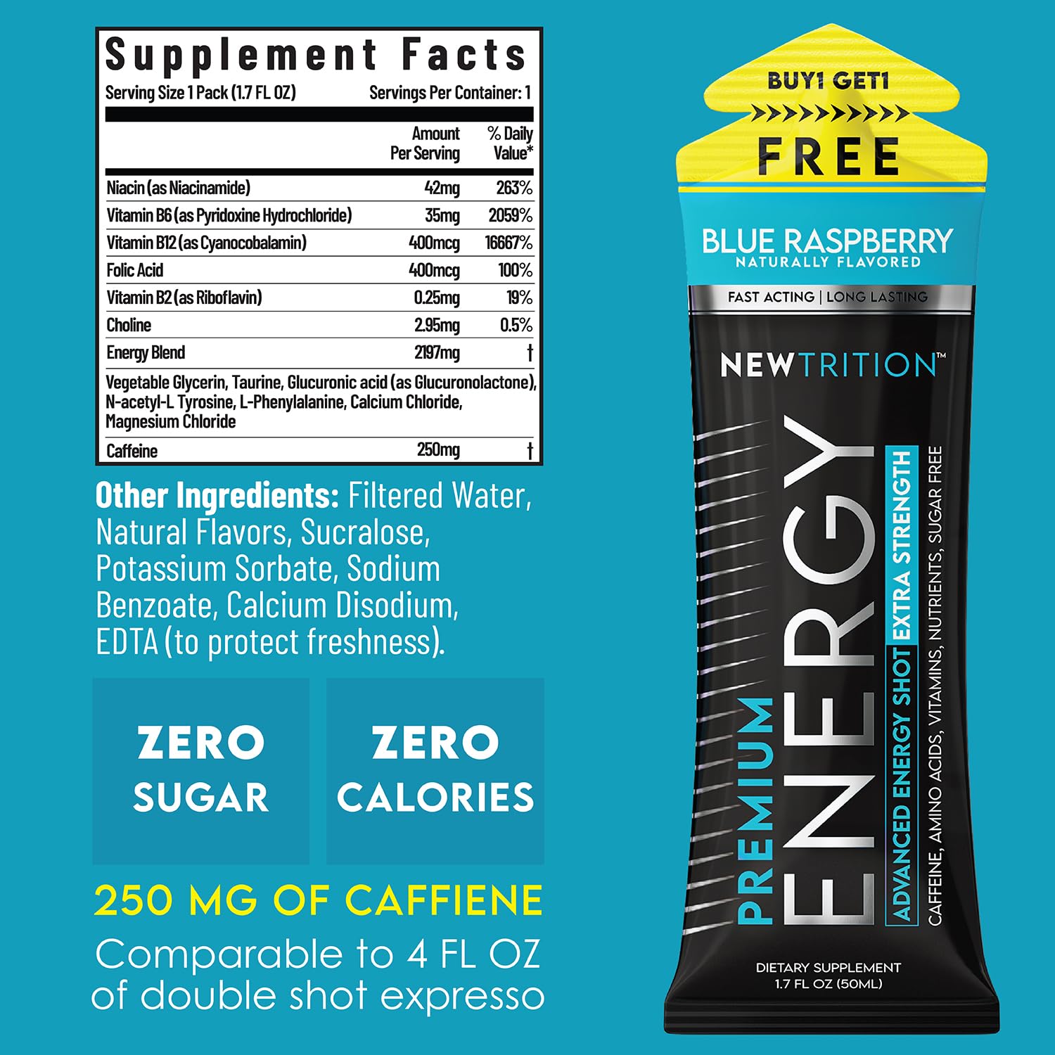 NewTrition Extra Strength Energy Shot wild-berry bottle sustains energy through tasks