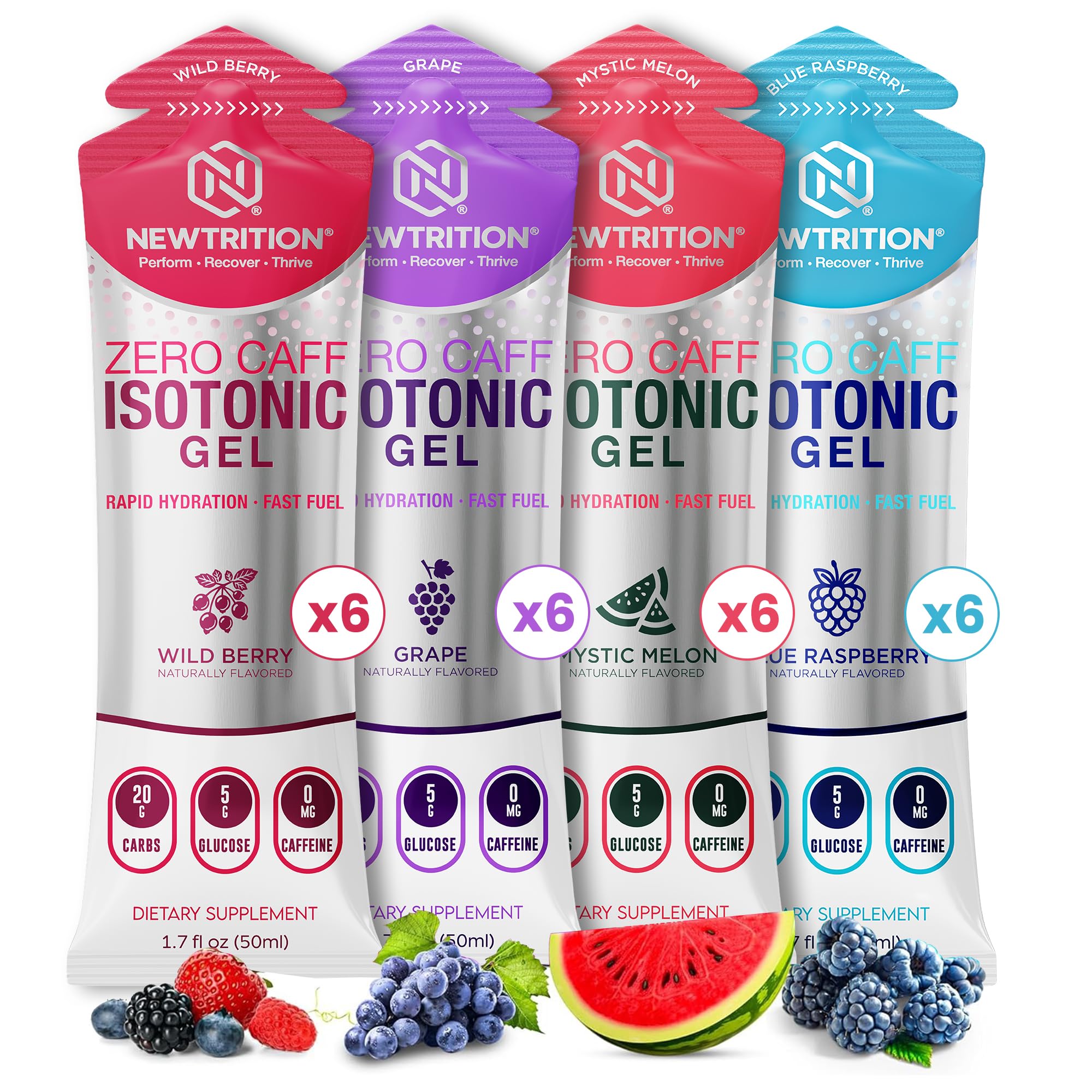 NewTrition Isotonic Energy Gel 20g Carbs for fast energy without caffeine.