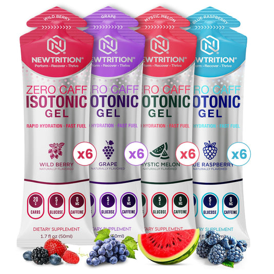 NewTrition Isotonic Energy Gel 20g Carbs for fast energy without caffeine.