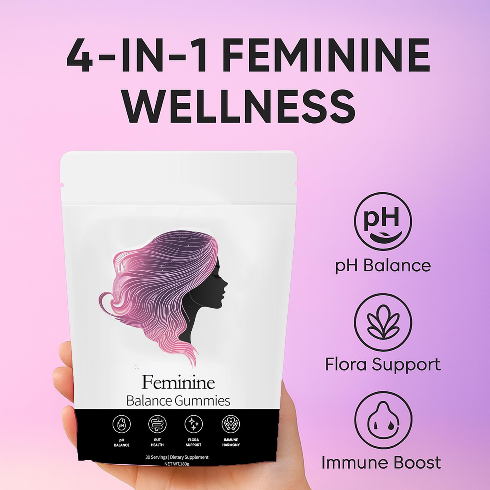NEWUREHO Feminine Balance Gummies close-up on pineapple fruit highlighting flavor.