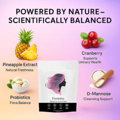 NEWUREHO Feminine Balance Gummies daily-use scene promoting two gummies per day.
