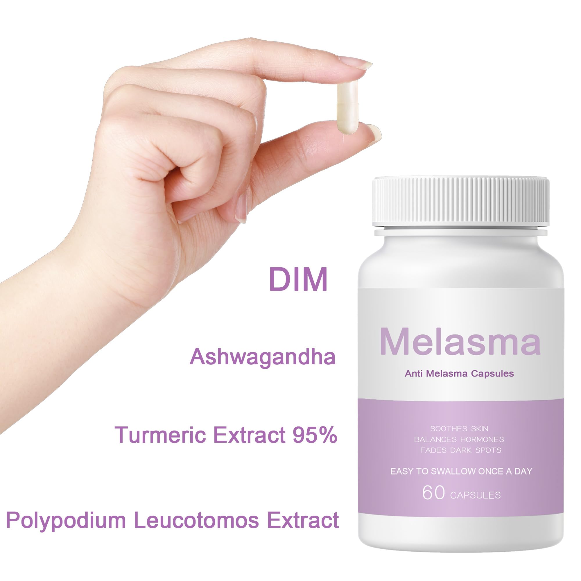 NEWUREHO Melanina capsules in hand illustrating easy daily use