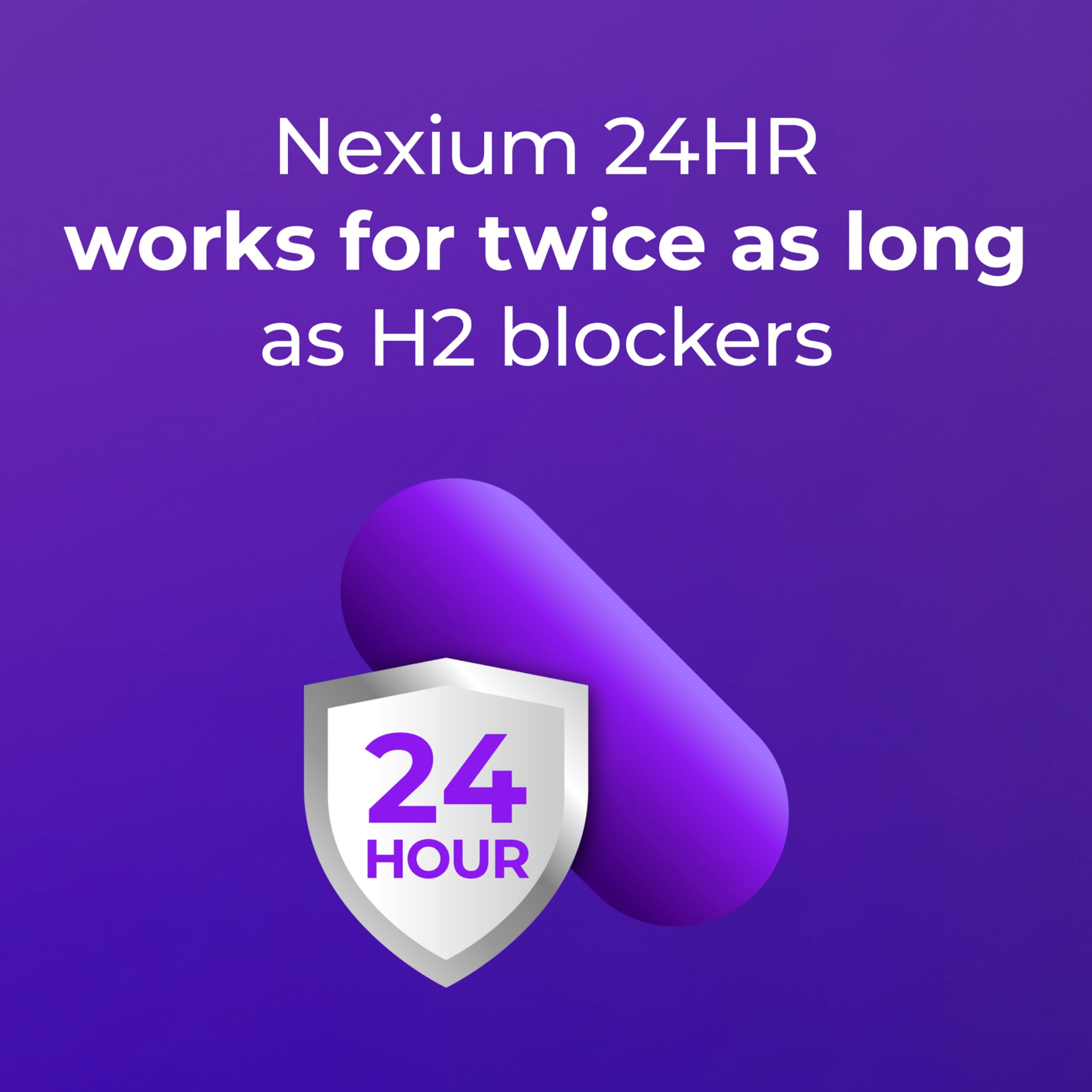 Nexium 24HR packaging front emphasizes a 42-count box.