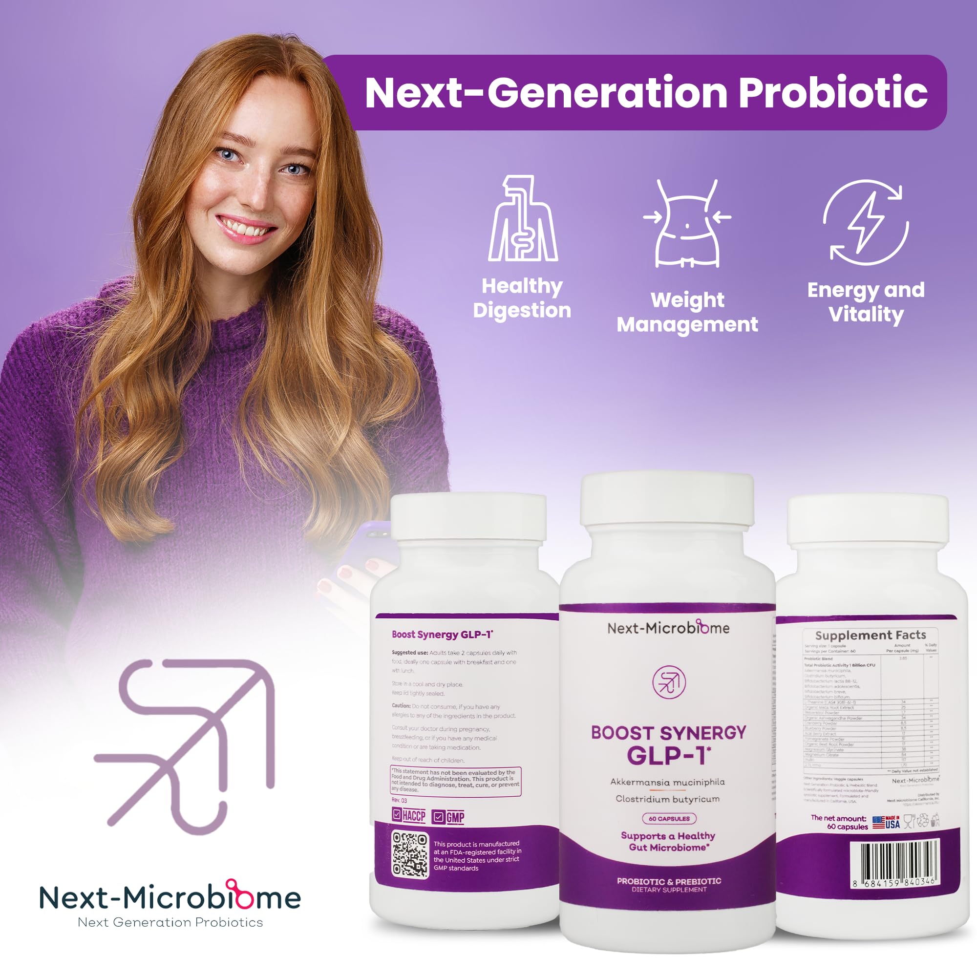 Next-Microbiome Boost Synergy ingredient blend features Akkermansia and Clostridium strains