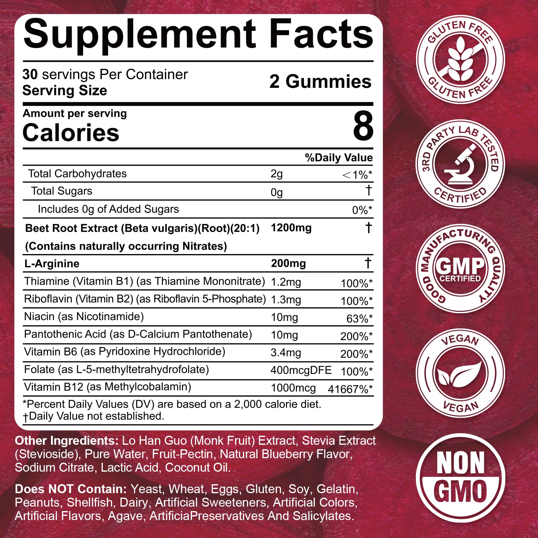 Nextdia Beet Root Gummies bottle close-up shows vibrant red chews for daily use.