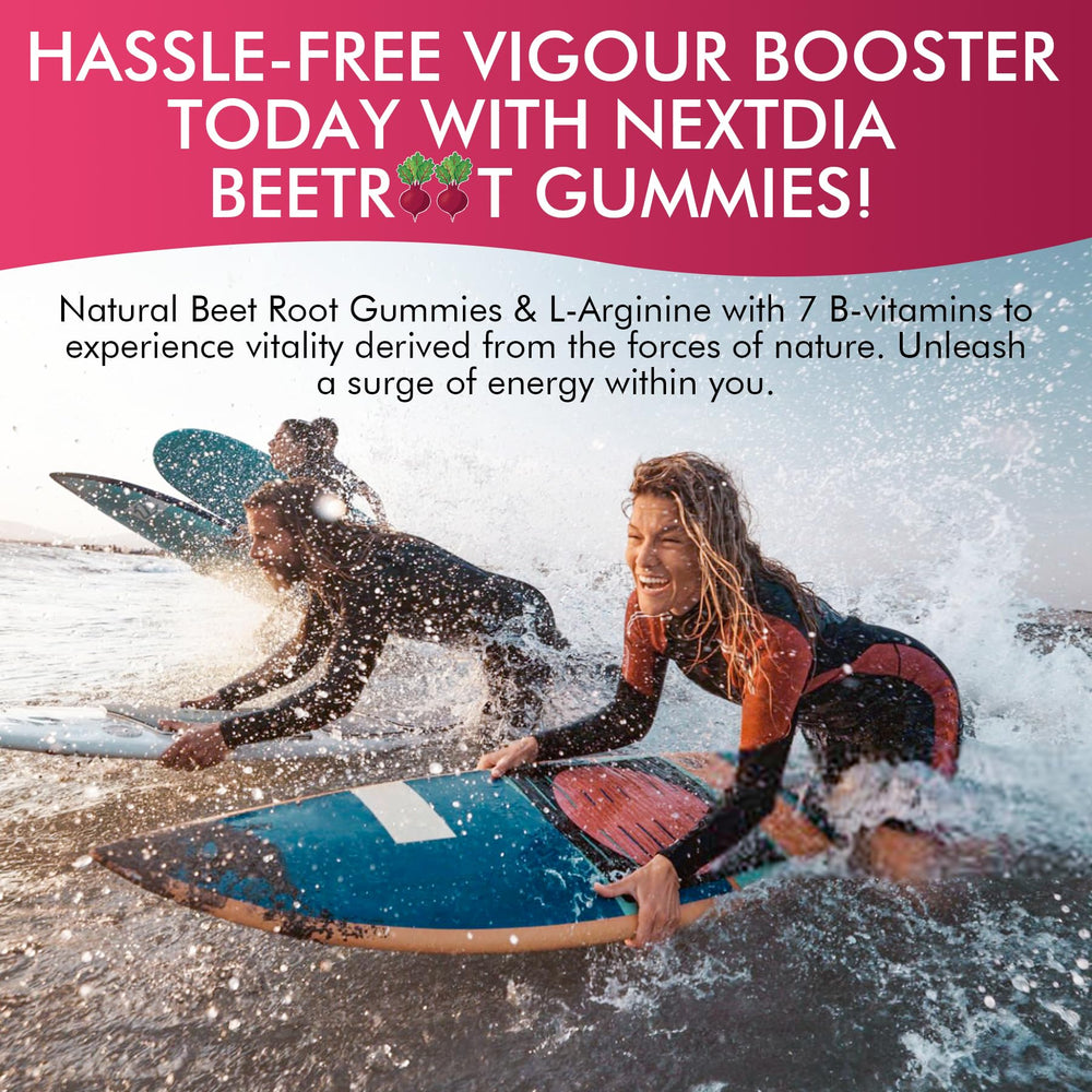 Nextdia Beet Root Gummies usage guidance recommends two gummies daily.