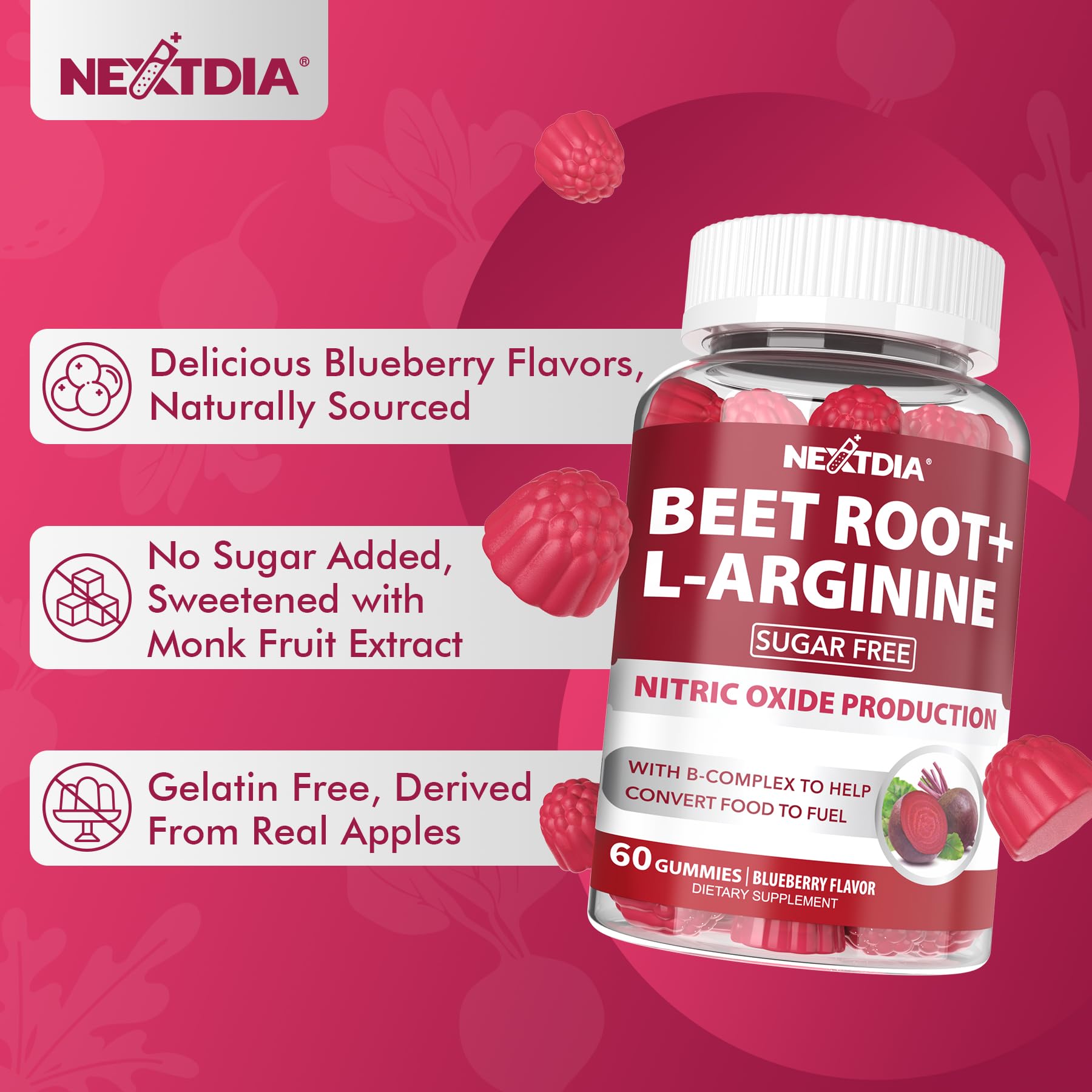 Nextdia Beet Root Gummies travel-pack design suits on-the-go routines.