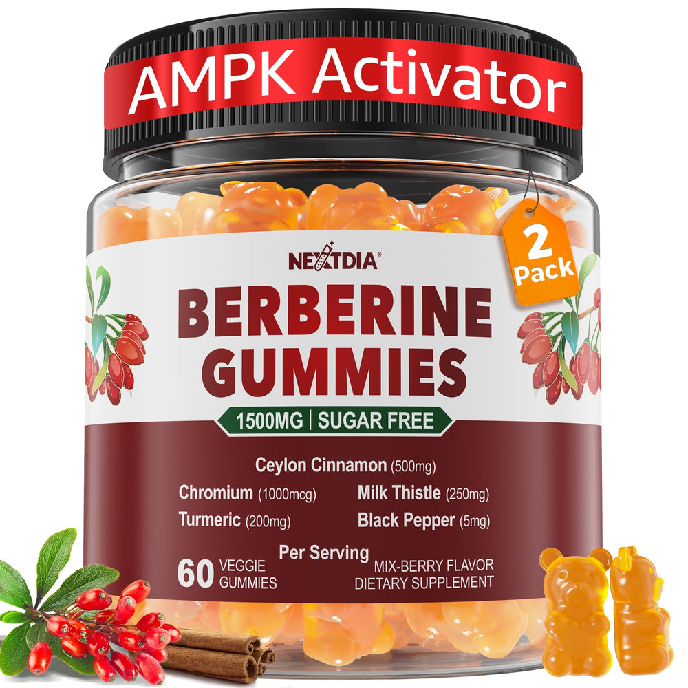 Nextdia Berberine Gummies bottle image showing convenient daily metabolic support