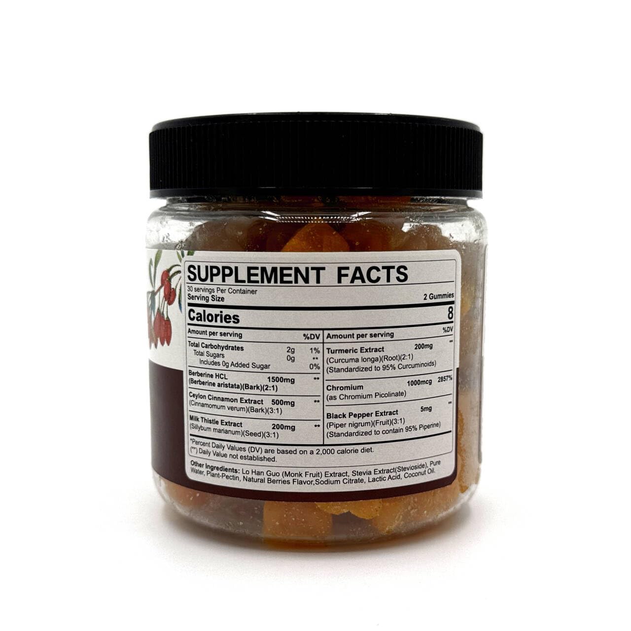 Nextdia Berberine Gummies ingredient glossary image showcases premium 6-in-1 formula