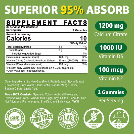 Nextdia calcium citrate gummies in mango flavor for daily bone support.