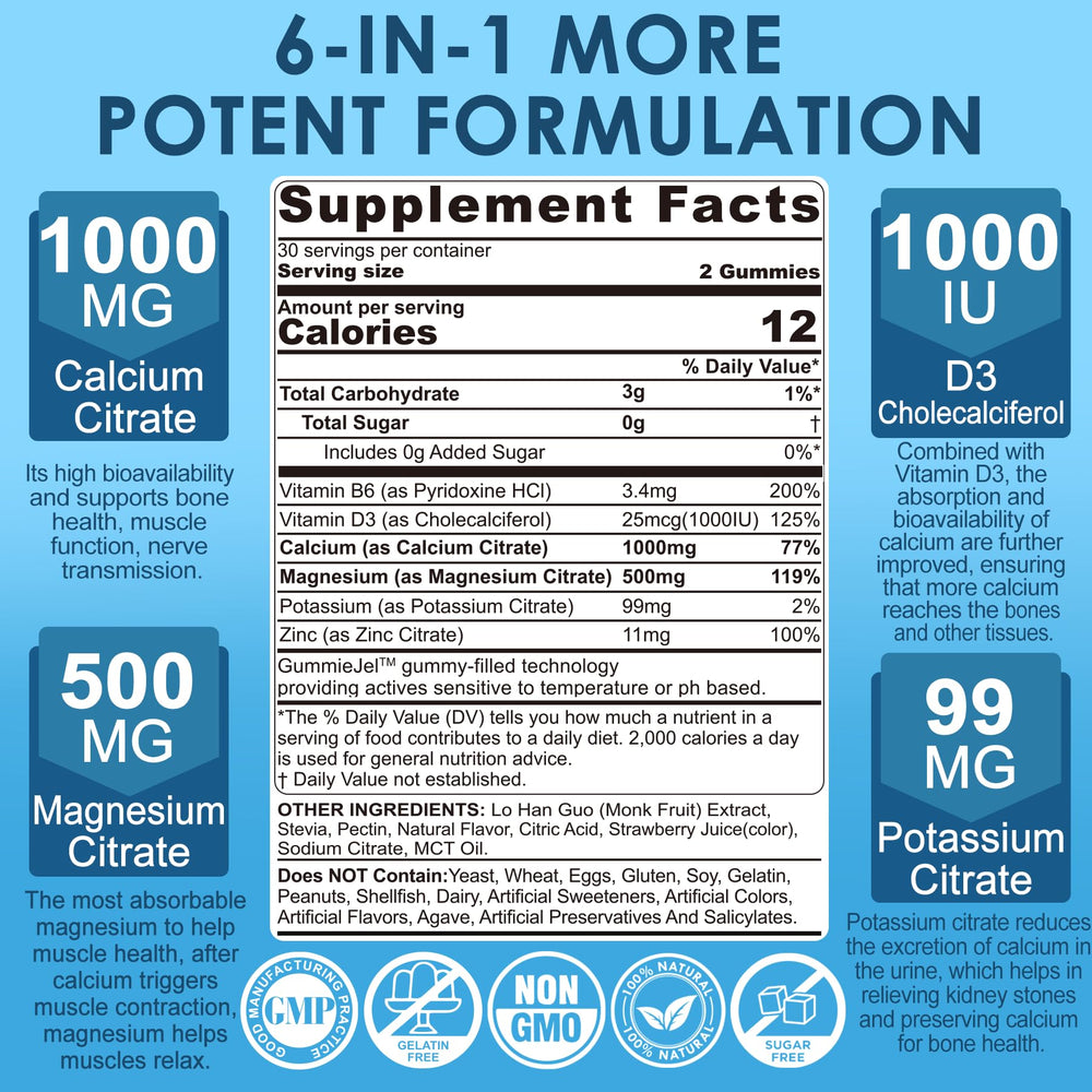 Nextdia calcium citrate gummies texture close-up showing bite-sized vegan format