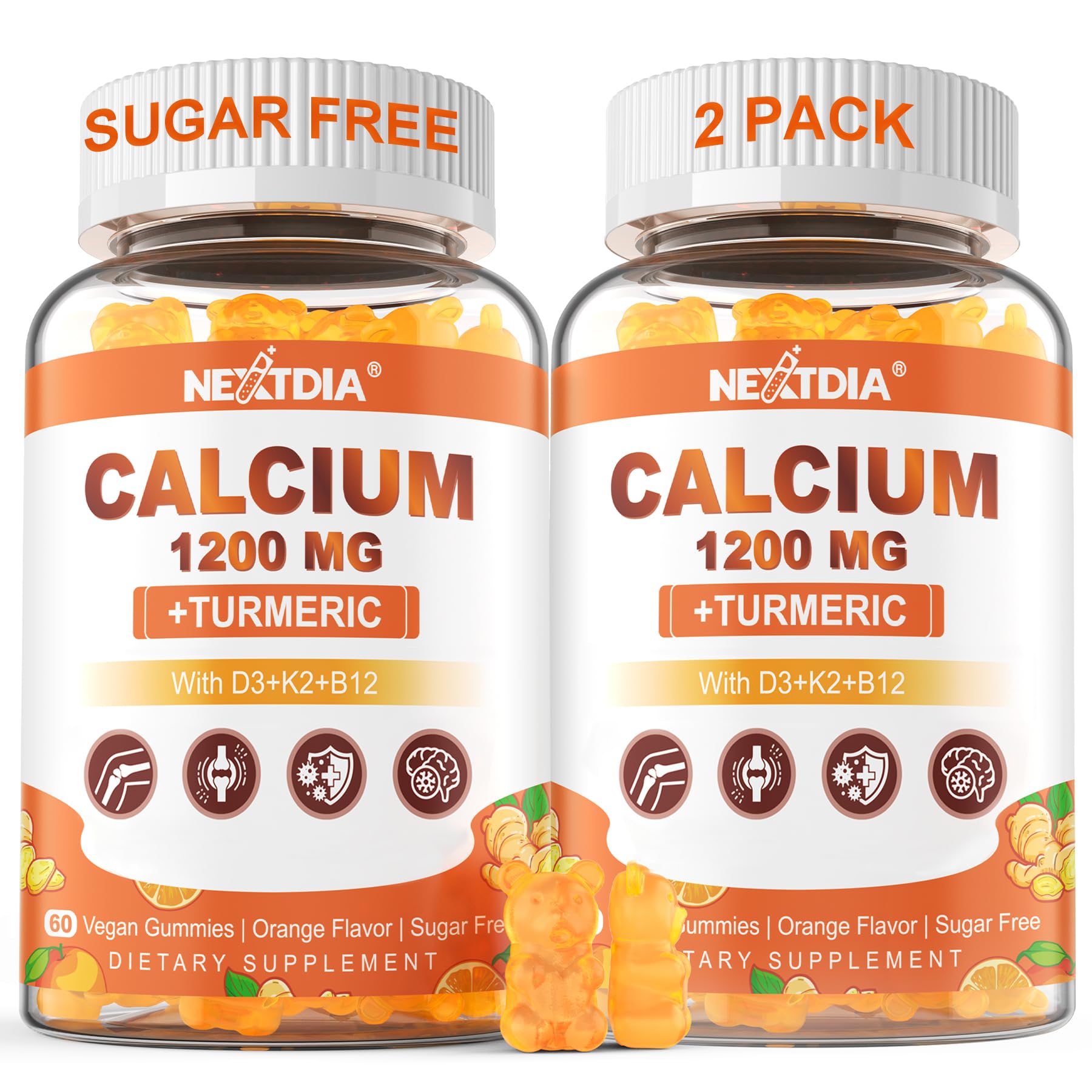Nextdia calcium turmeric gummies bottle for easy daily calcium intake