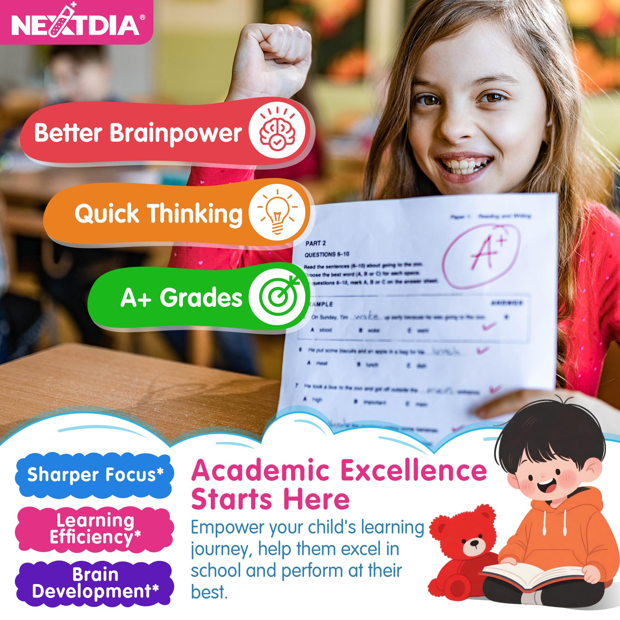 Nextdia chewable gummy texture close-up ideal for children