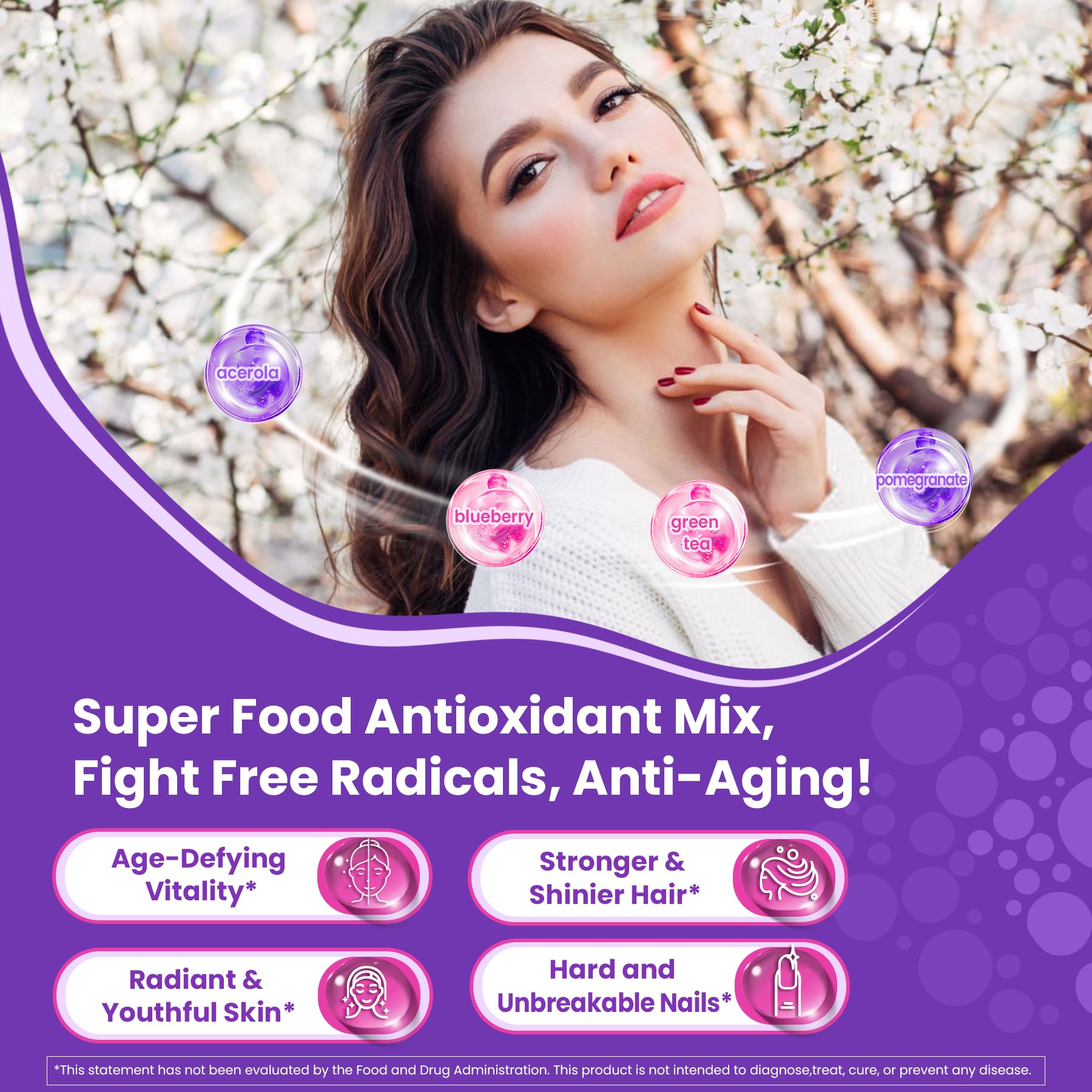 Nextdia collagen gummies with green tea antioxidant blend on display